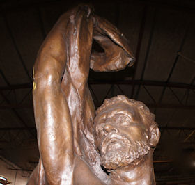 Detail of the 'Adrift' bronze during cleaning and waxing at the workshop