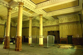 Trial cleaning of the surviving glazed tiles