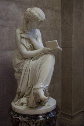 The white marble sculpture 'The Reading Girl' by Giovanni Ciniselli