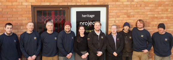 The Heritage Project Contracts team outside the company workshop